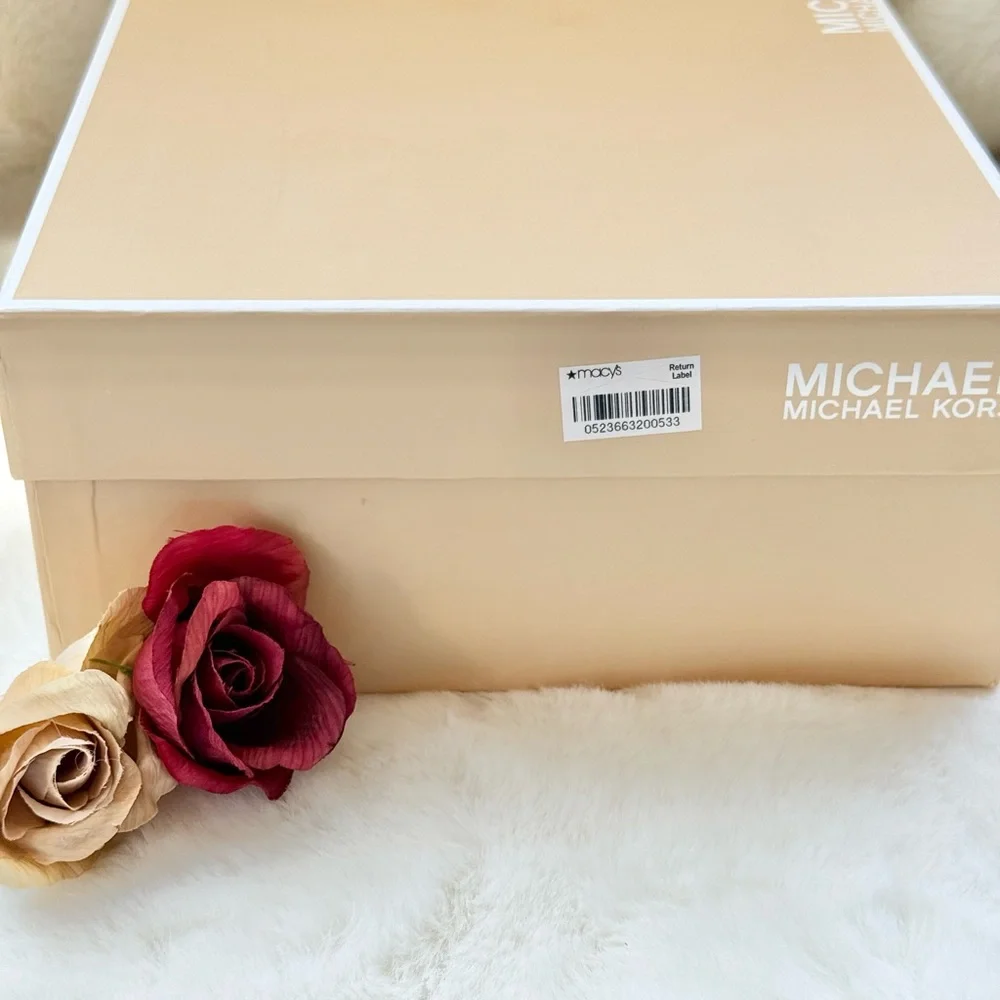 New with tags MICHAEL KORS JALITA CHARM platform SANDAL color, “Luggage”Leather - Picture 3 of 16